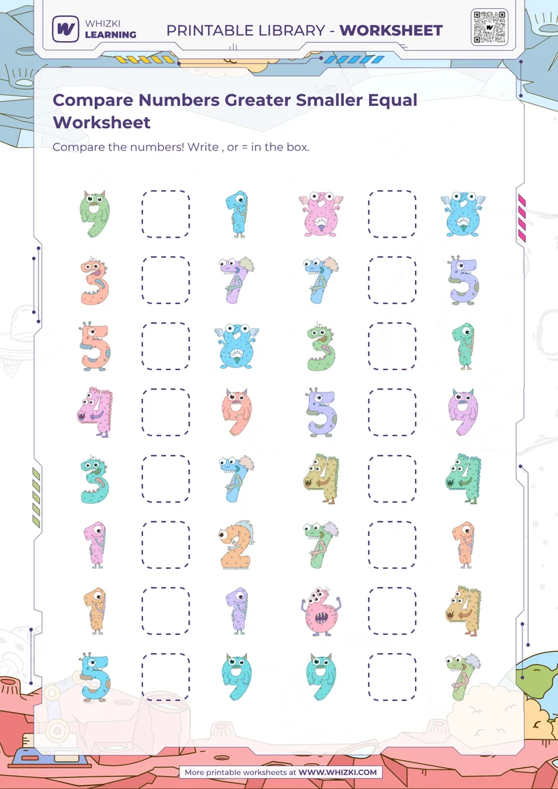 Compare Numbers Greater Smaller Equal Worksheet