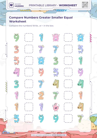 Compare Numbers Greater Smaller Equal Worksheet