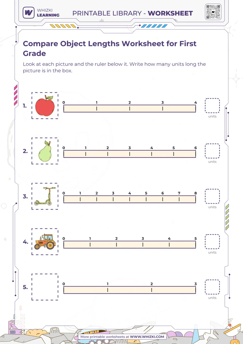 Compare Object Lengths Worksheet for First Grade