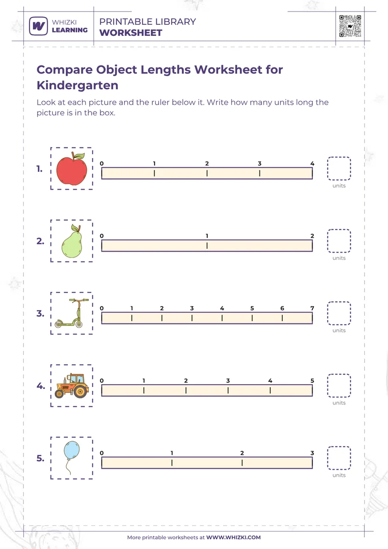 Compare Object Lengths Worksheet for Kindergarten