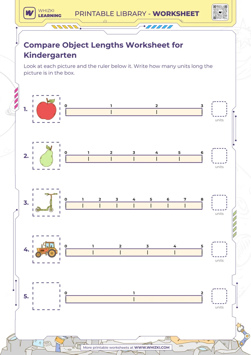 Compare Object Lengths Worksheet for Kindergarten