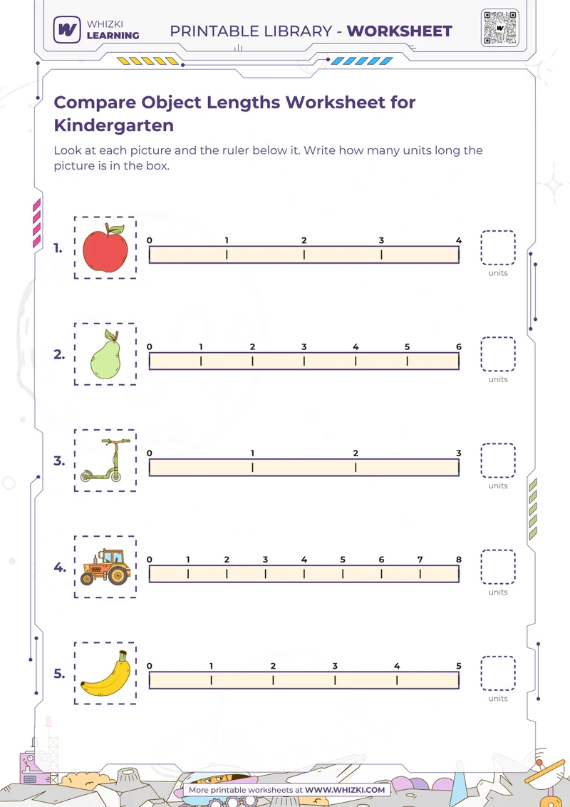 Compare Object Lengths Worksheet for Kindergarten