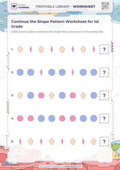 Continue the Shape Pattern Worksheet for 1st Grade