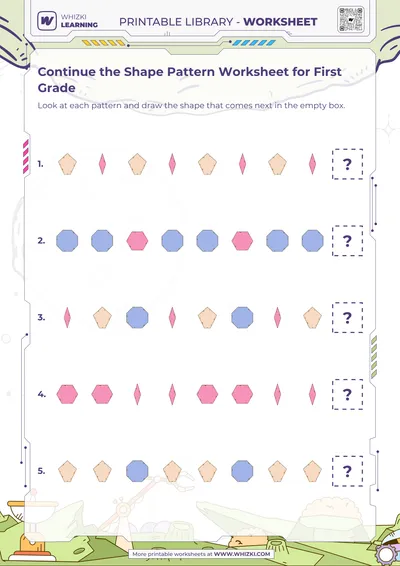 Continue the Shape Pattern Worksheet for First Grade