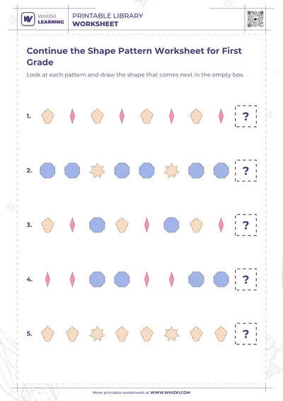 Continue the Shape Pattern Worksheet for First Grade