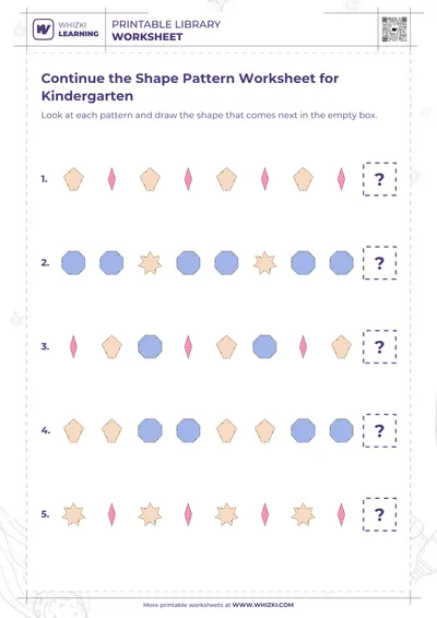 Continue the Shape Pattern Worksheet for Kindergarten