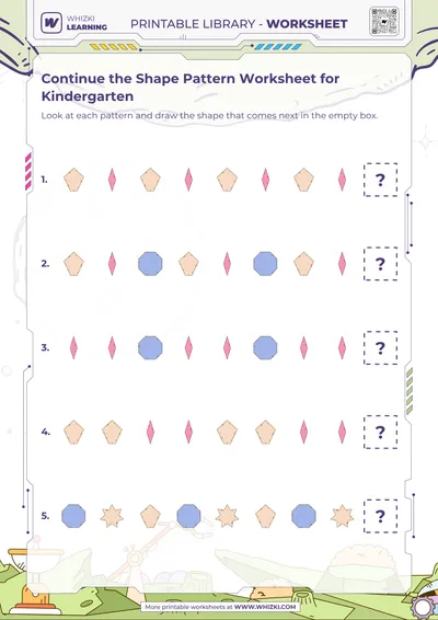 Continue the Shape Pattern Worksheet for Kindergarten