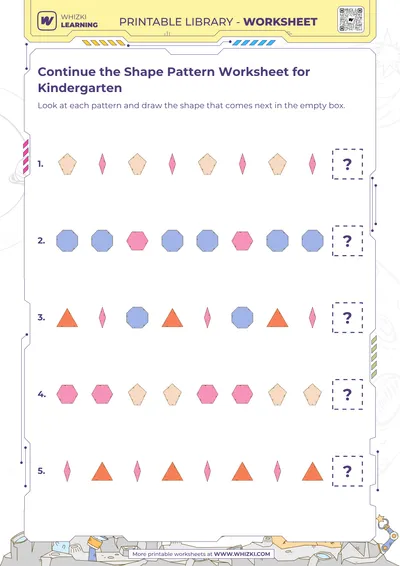 Continue the Shape Pattern Worksheet for Kindergarten