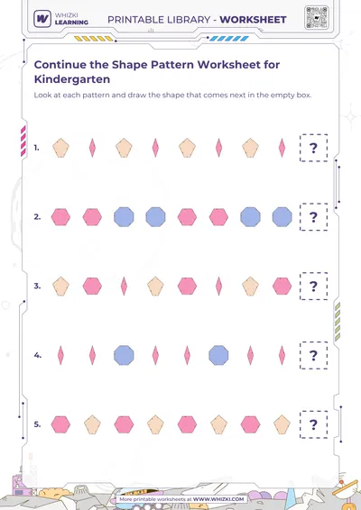 Continue the Shape Pattern Worksheet for Kindergarten