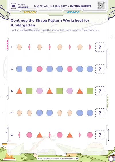 Continue the Shape Pattern Worksheet for Kindergarten