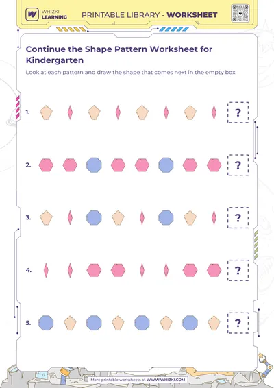 Continue the Shape Pattern Worksheet for Kindergarten