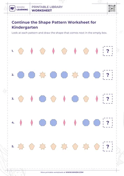 Continue the Shape Pattern Worksheet for Kindergarten