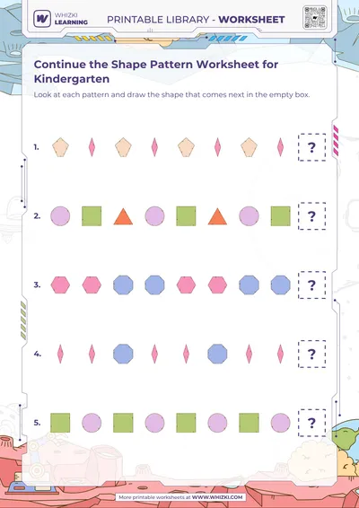 Continue the Shape Pattern Worksheet for Kindergarten