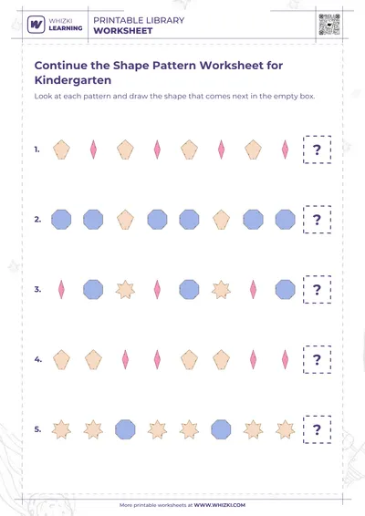 Continue the Shape Pattern Worksheet for Kindergarten