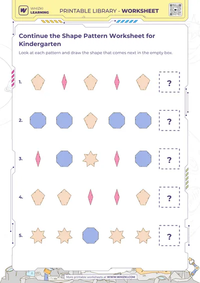 Continue the Shape Pattern Worksheet for Kindergarten