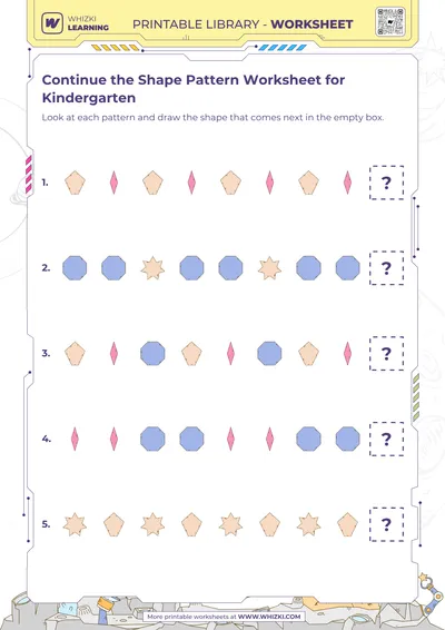 Continue the Shape Pattern Worksheet for Kindergarten