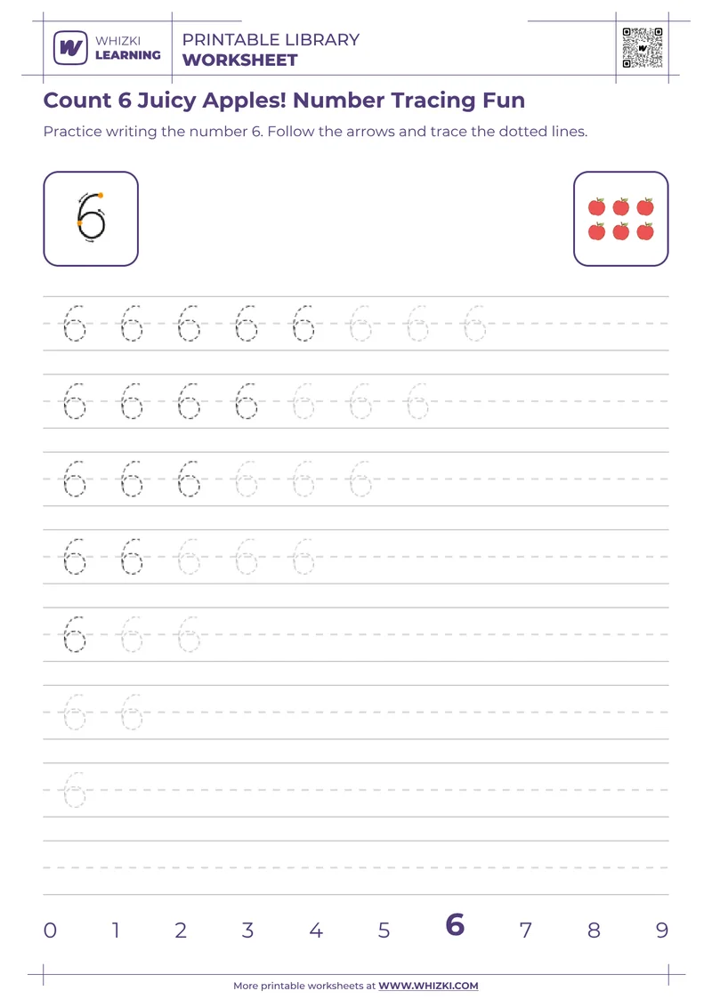 Count 6 Juicy Apples! Number Tracing Fun