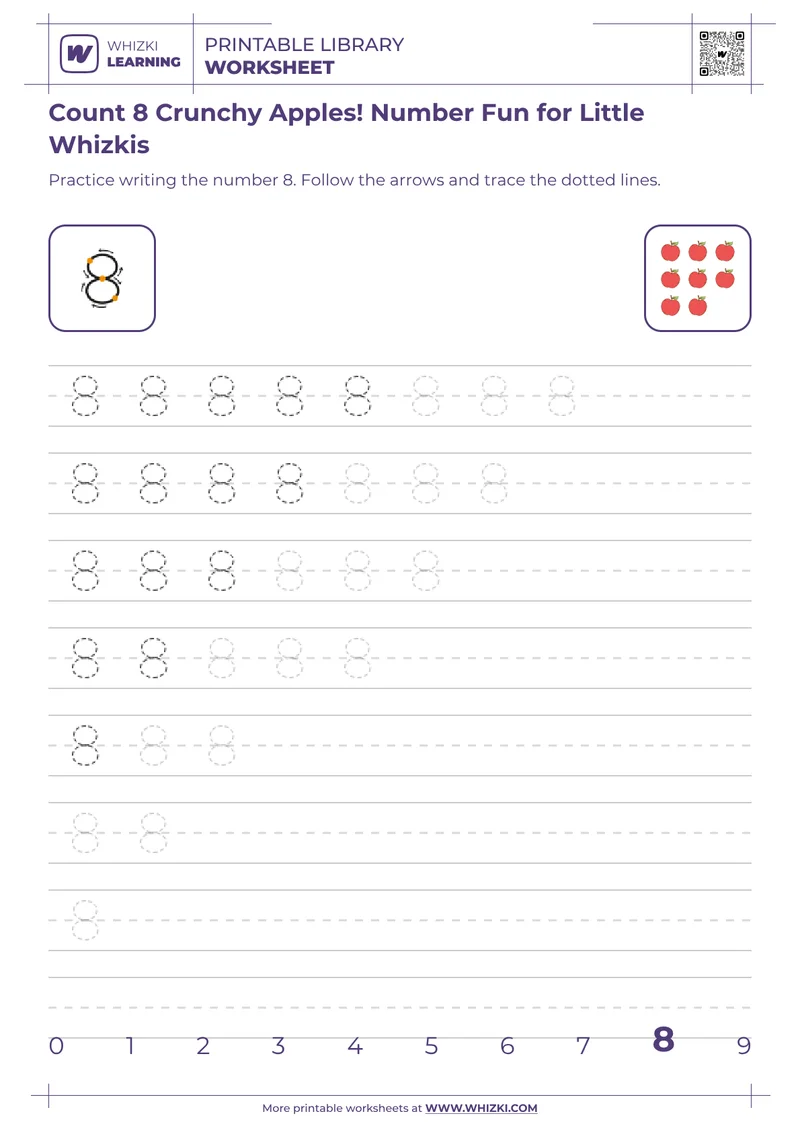 Count 8 Crunchy Apples! Number Fun for Little Whizkis