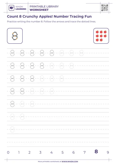 Count 8 Crunchy Apples! Number Tracing Fun