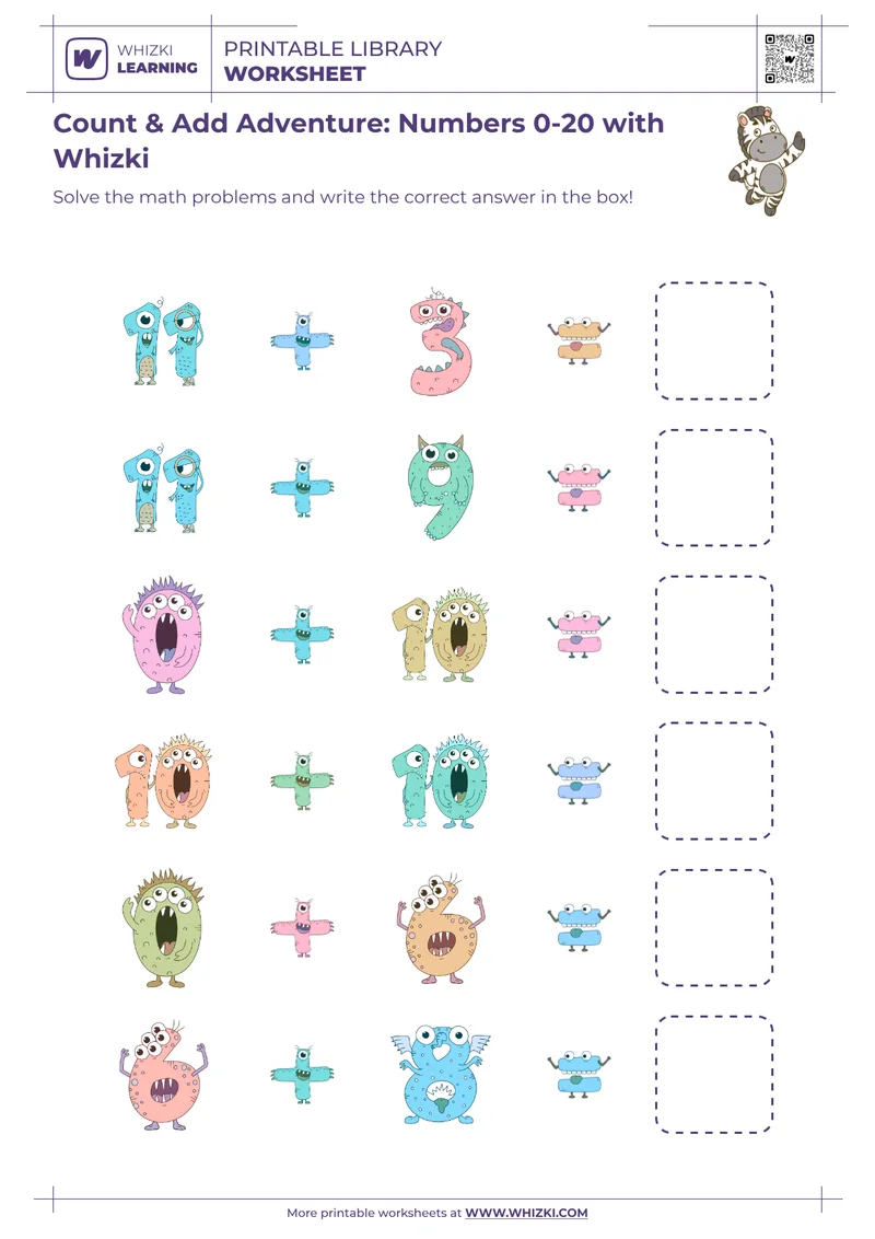 Count & Add Adventure: Numbers 0-20 with Whizki