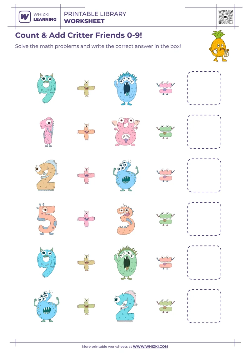 Count & Add Critter Friends 0-9!