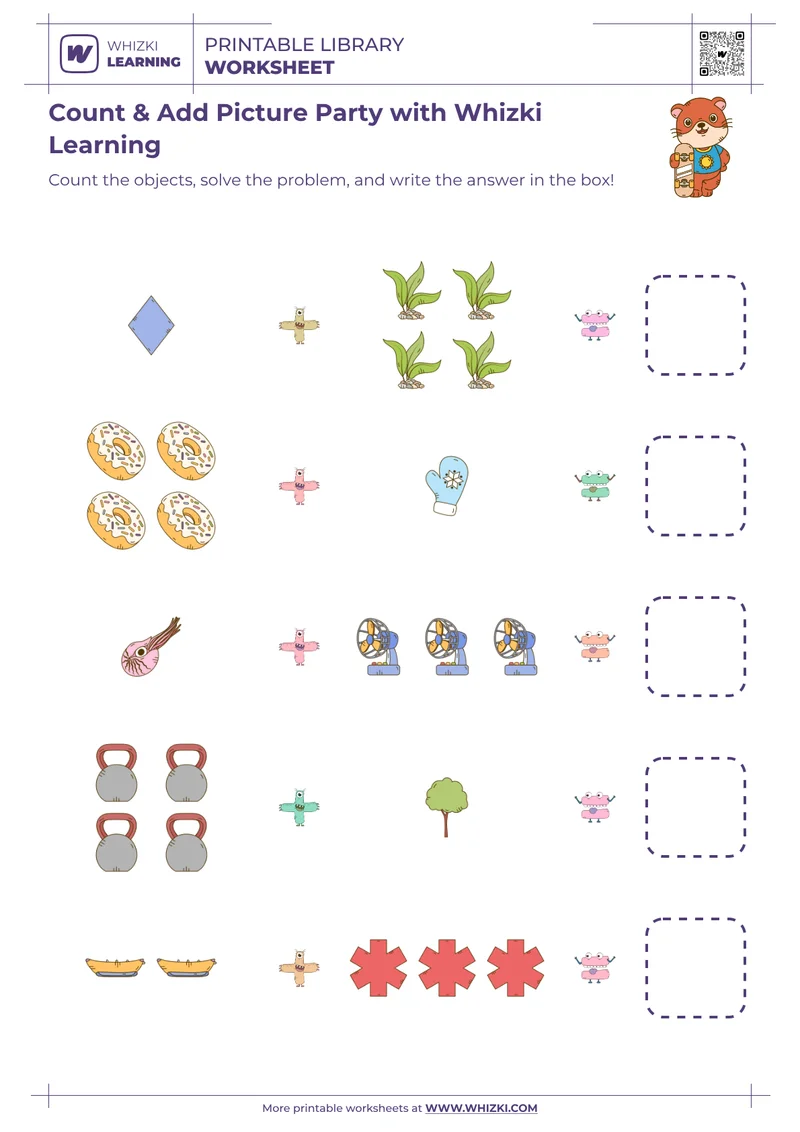 Count & Add Picture Party with Whizki Learning