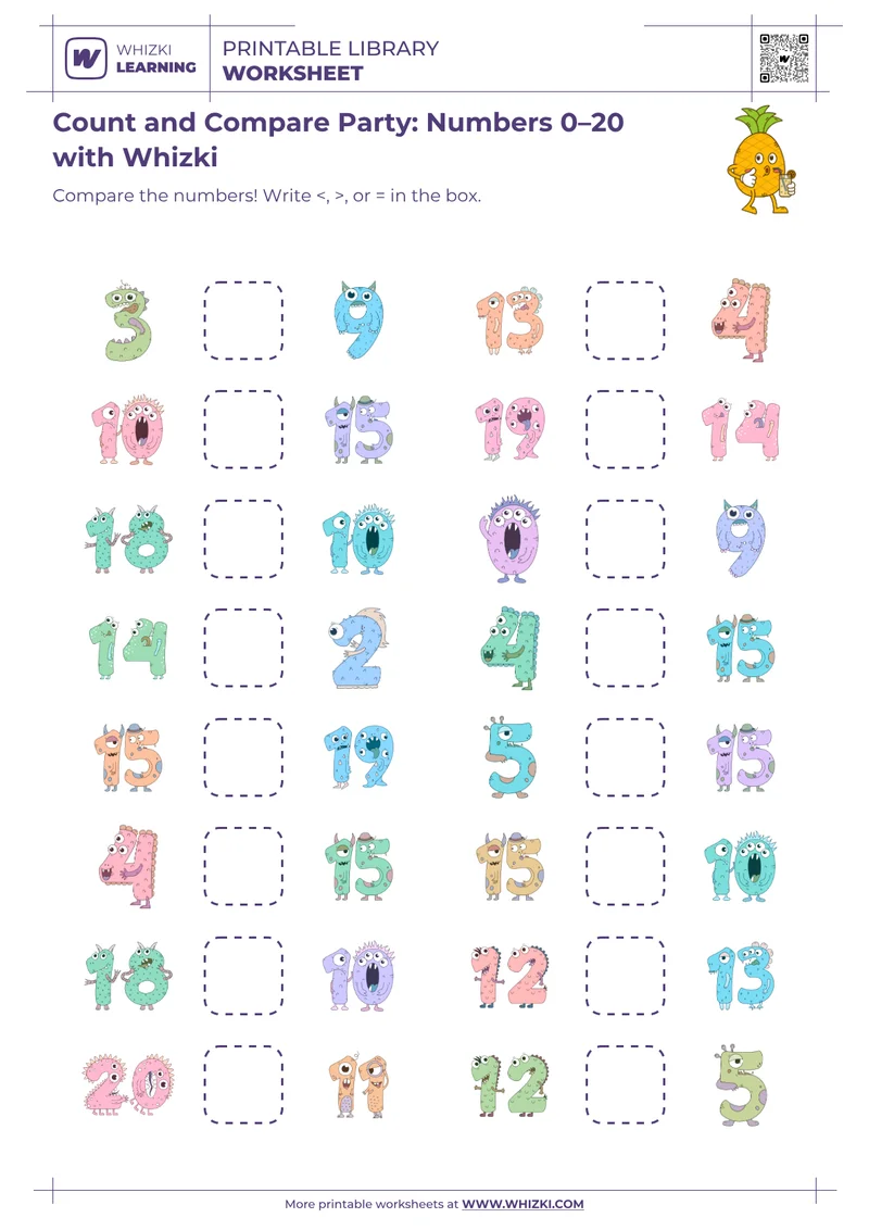 Count and Compare Party: Numbers 0–20 with Whizki