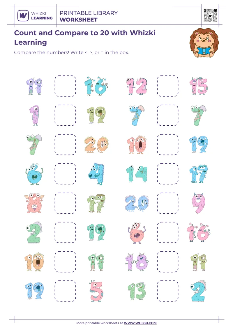 Count and Compare to 20 with Whizki Learning