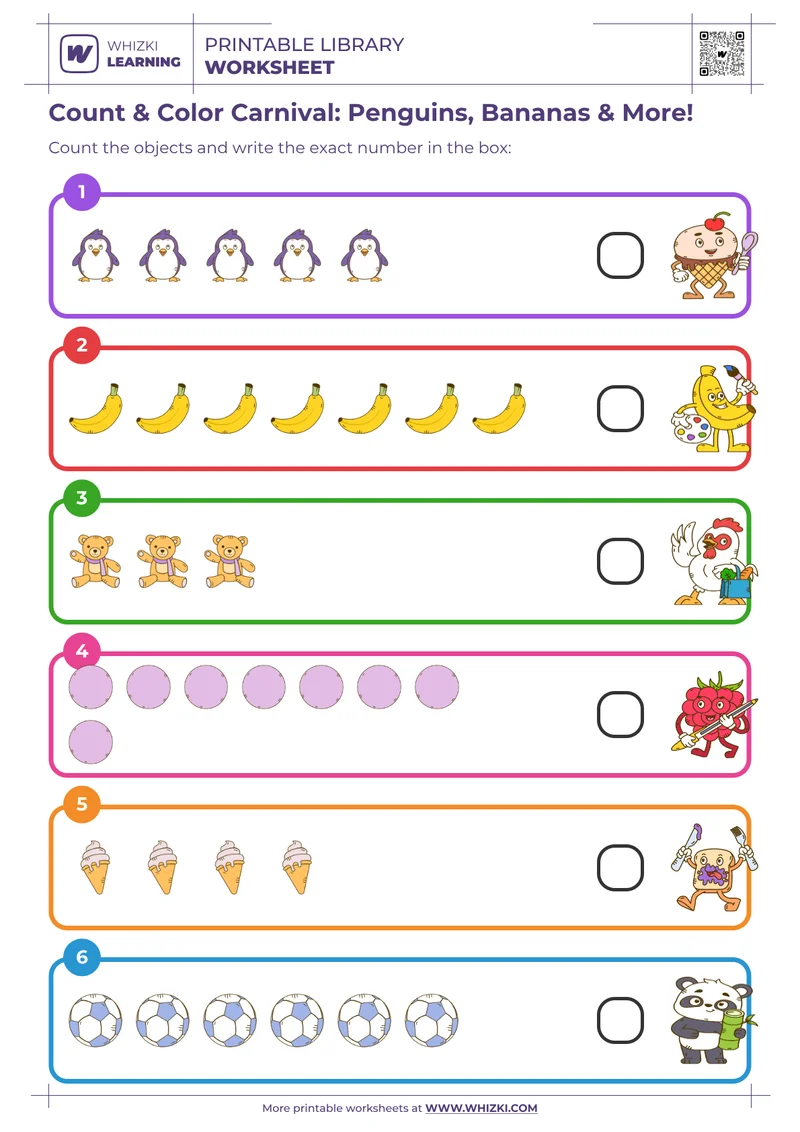 Count & Color Carnival: Penguins, Bananas & More!