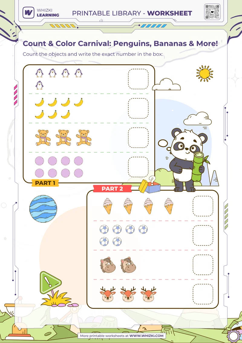Count & Color Carnival: Penguins, Bananas & More!
