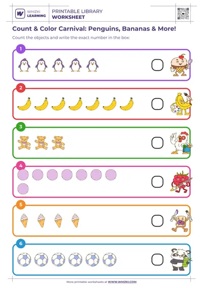 Count & Color Carnival: Penguins, Bananas & More!