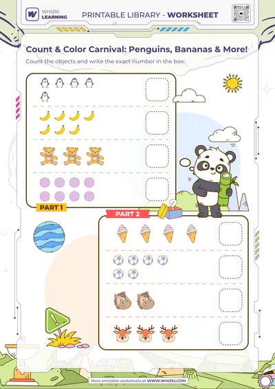 Count & Color Carnival: Penguins, Bananas & More!