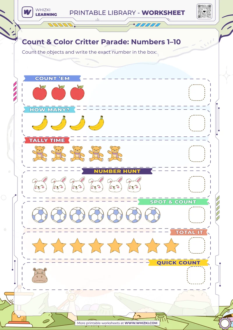 Count & Color Critter Parade: Numbers 1–10