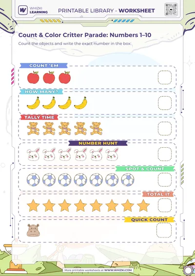Count & Color Critter Parade: Numbers 1–10