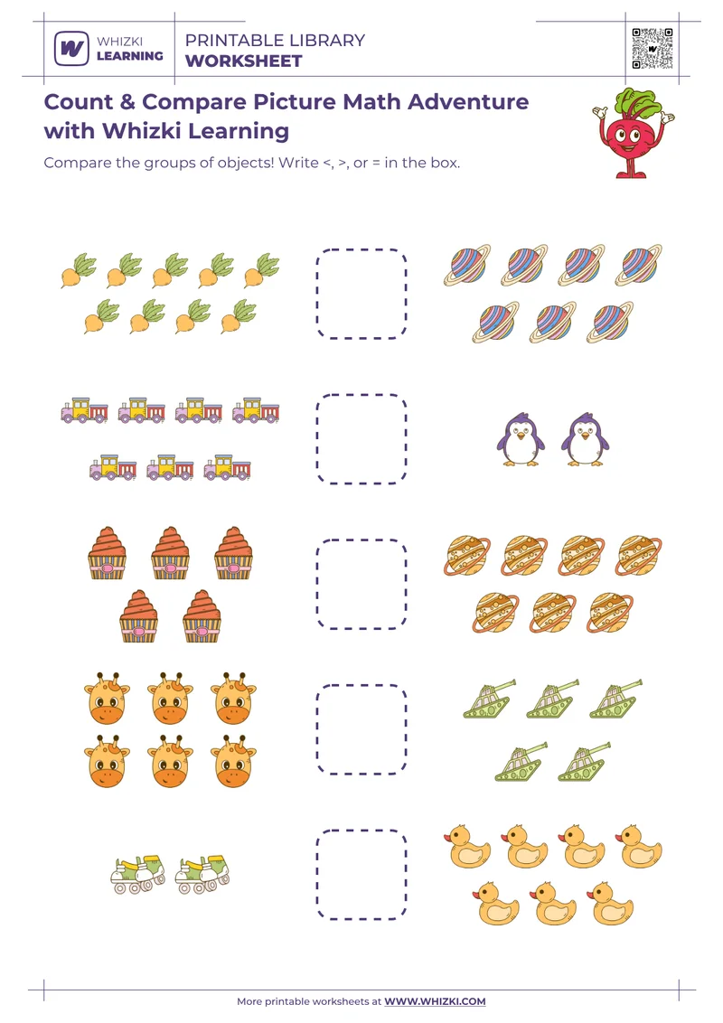 Count & Compare Picture Math Adventure with Whizki Learning