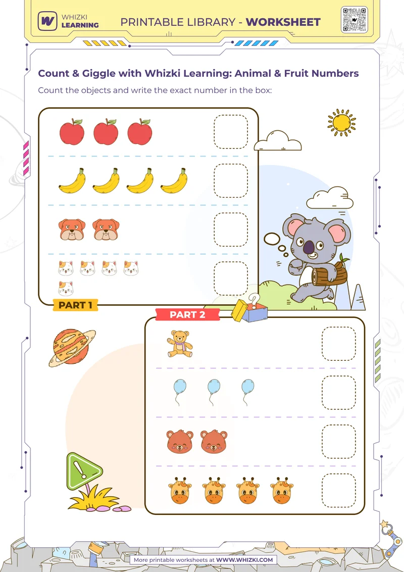 Count & Giggle with Whizki Learning: Animal & Fruit Numbers