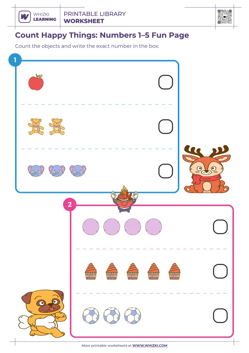 Count Happy Things: Numbers 1–5 Fun Page