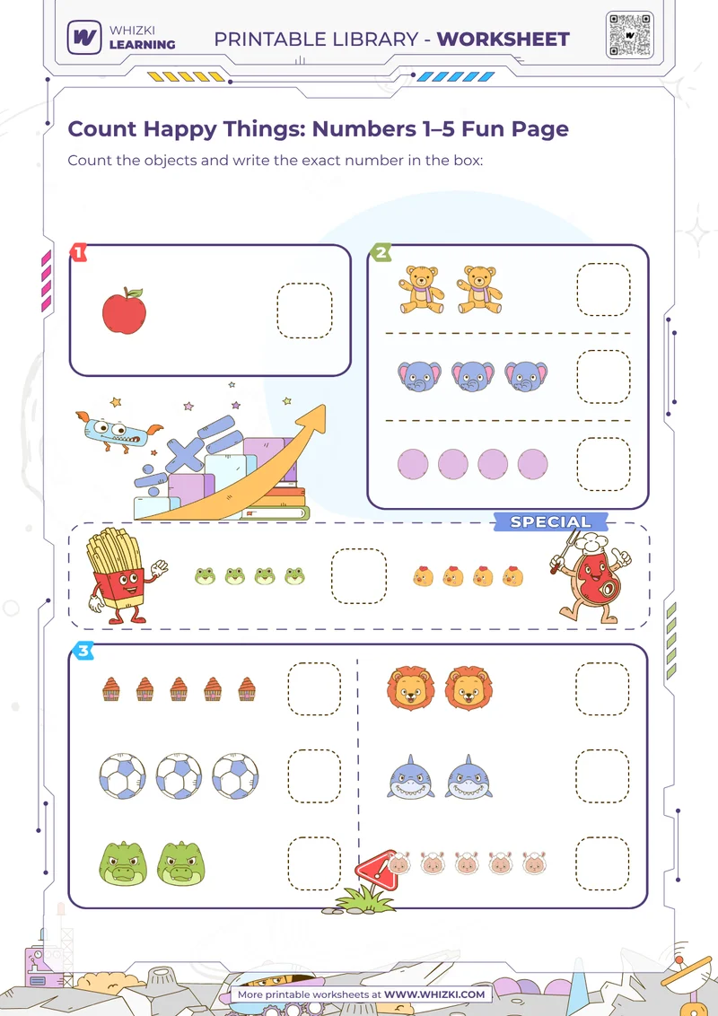 Count Happy Things: Numbers 1–5 Fun Page