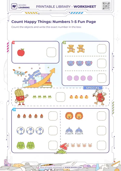 Count Happy Things: Numbers 1–5 Fun Page