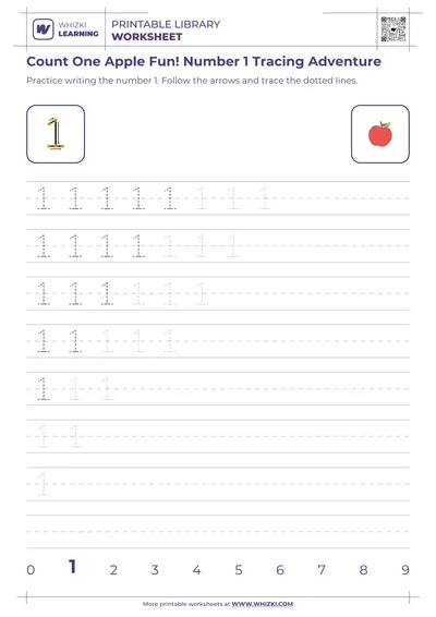 Count One Apple Fun! Number 1 Tracing Adventure