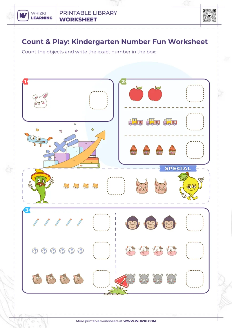 Count & Play: Kindergarten Number Fun Worksheet