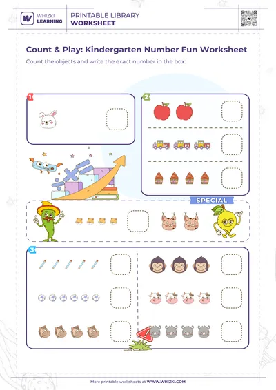 Count & Play: Kindergarten Number Fun Worksheet