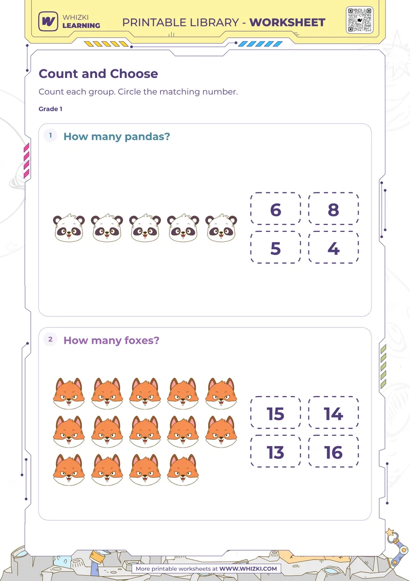 Count the Animals Worksheet