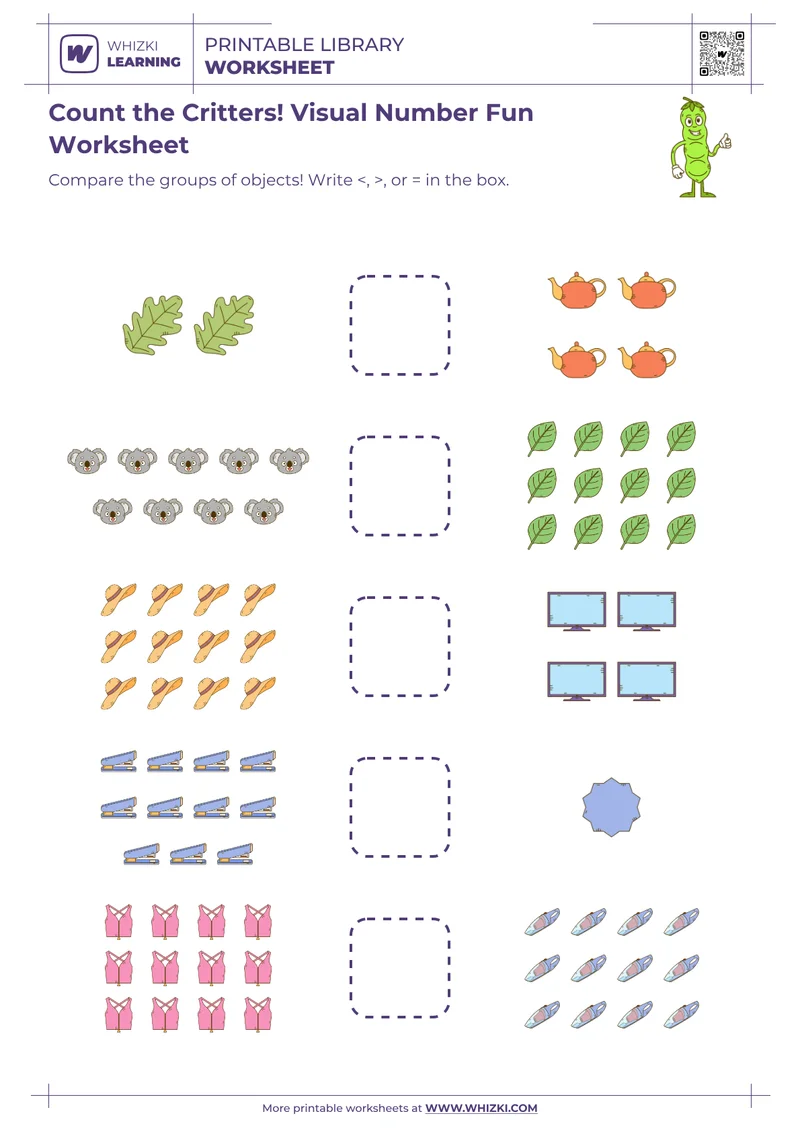 Count the Critters! Visual Number Fun Worksheet