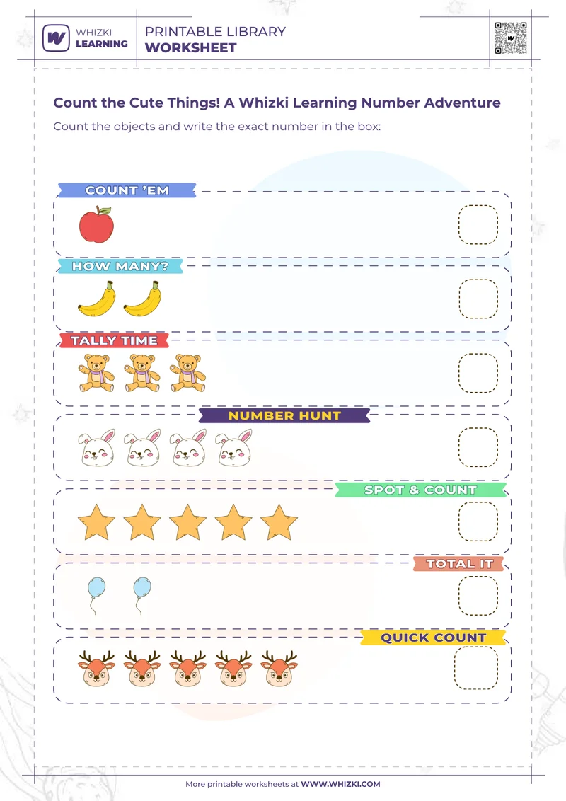 Count the Cute Things! A Whizki Learning Number Adventure