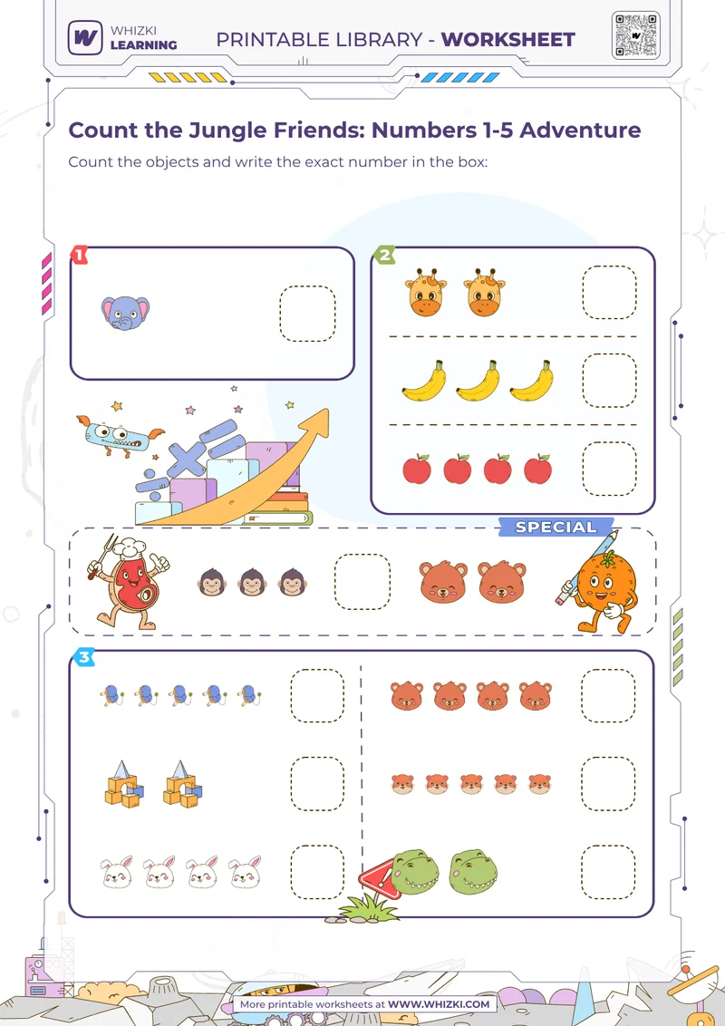 Count the Jungle Friends: Numbers 1-5 Adventure