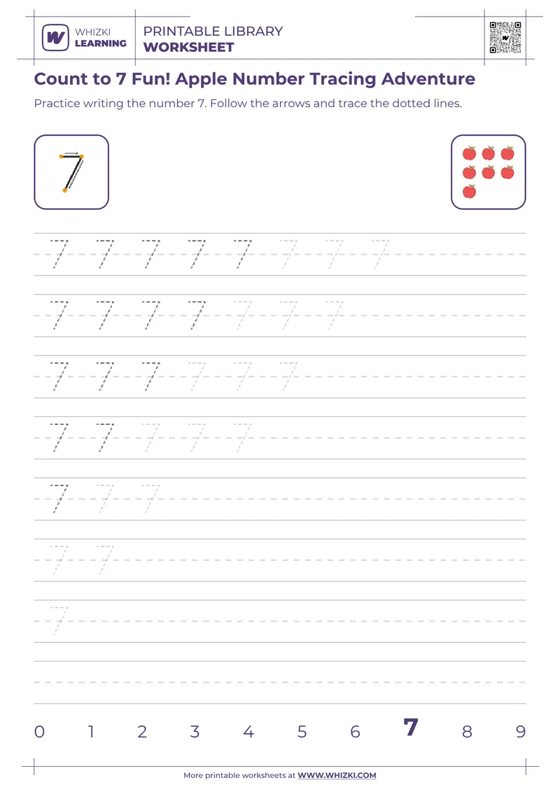 Count to 7 Fun! Apple Number Tracing Adventure