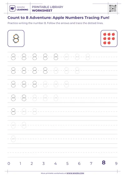 Count to 8 Adventure: Apple Numbers Tracing Fun!