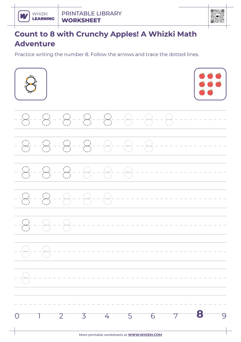 Count to 8 with Crunchy Apples! A Whizki Math Adventure