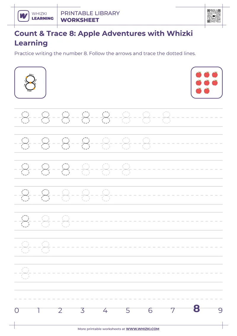 Count & Trace 8: Apple Adventures with Whizki Learning